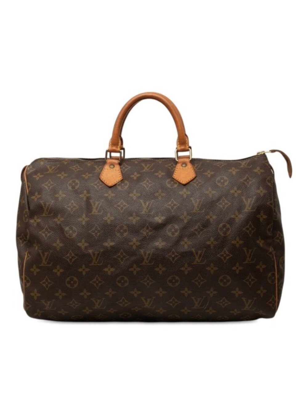 Louis Vuitton Monogram Speedy 40 Boston Bag Brown Leather